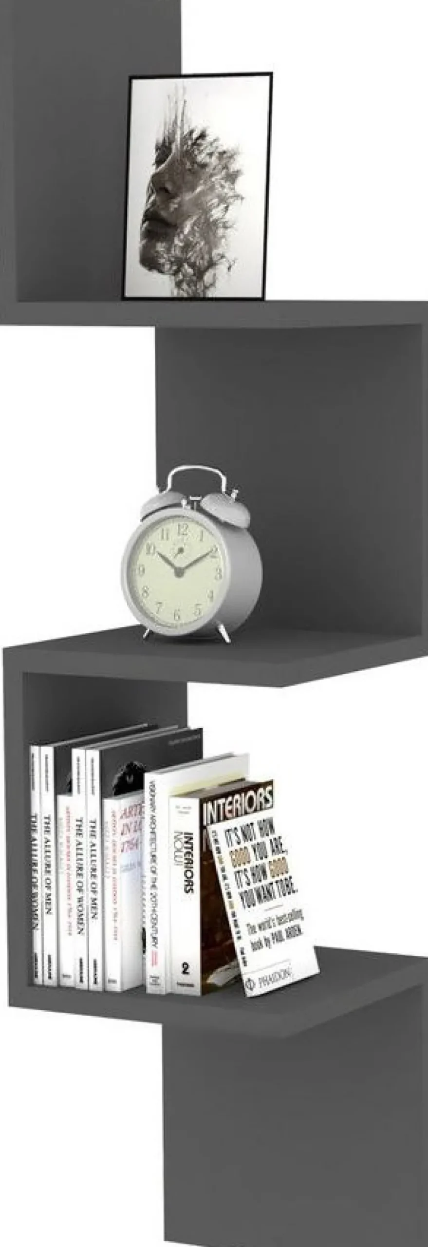 Zikzak vägghylla - Antracit