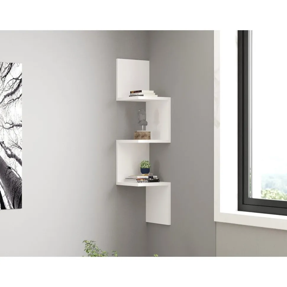 Zikzak vägghylla - Vit